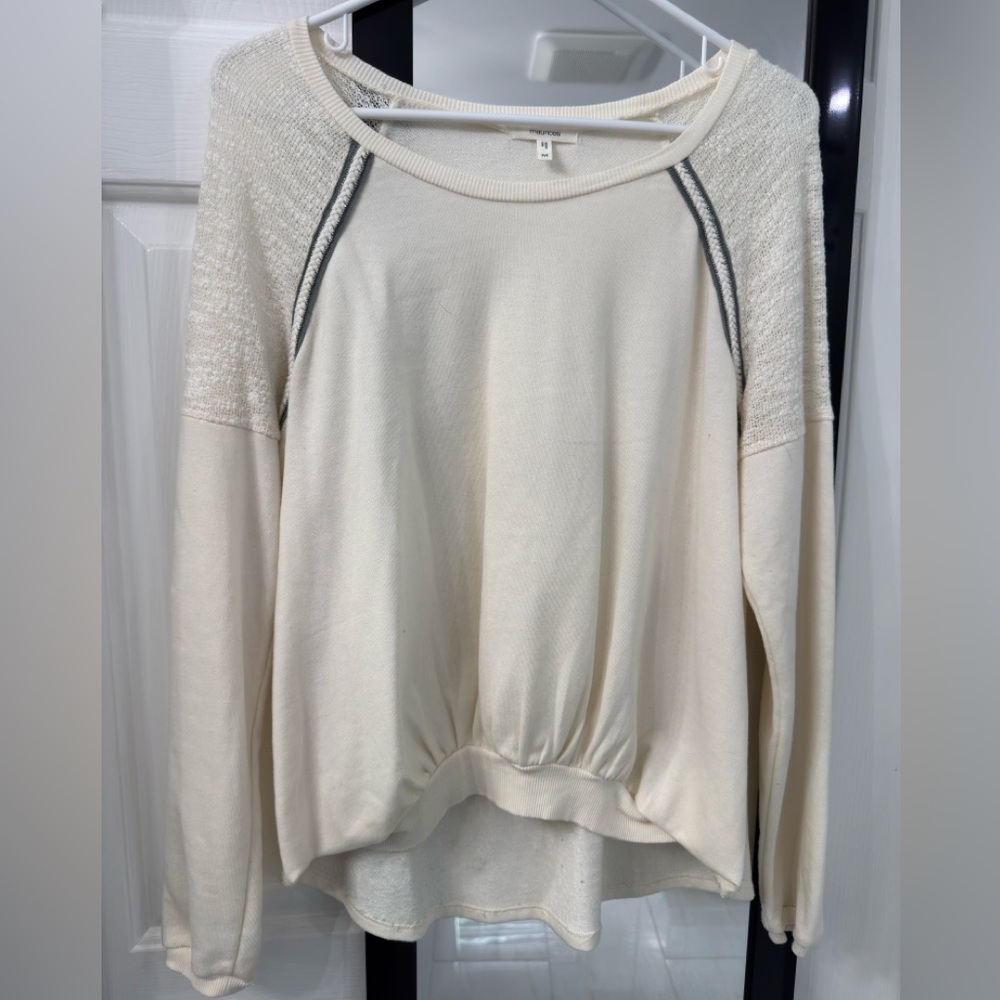 Maurices Cream Sweatshirt with Black Trim